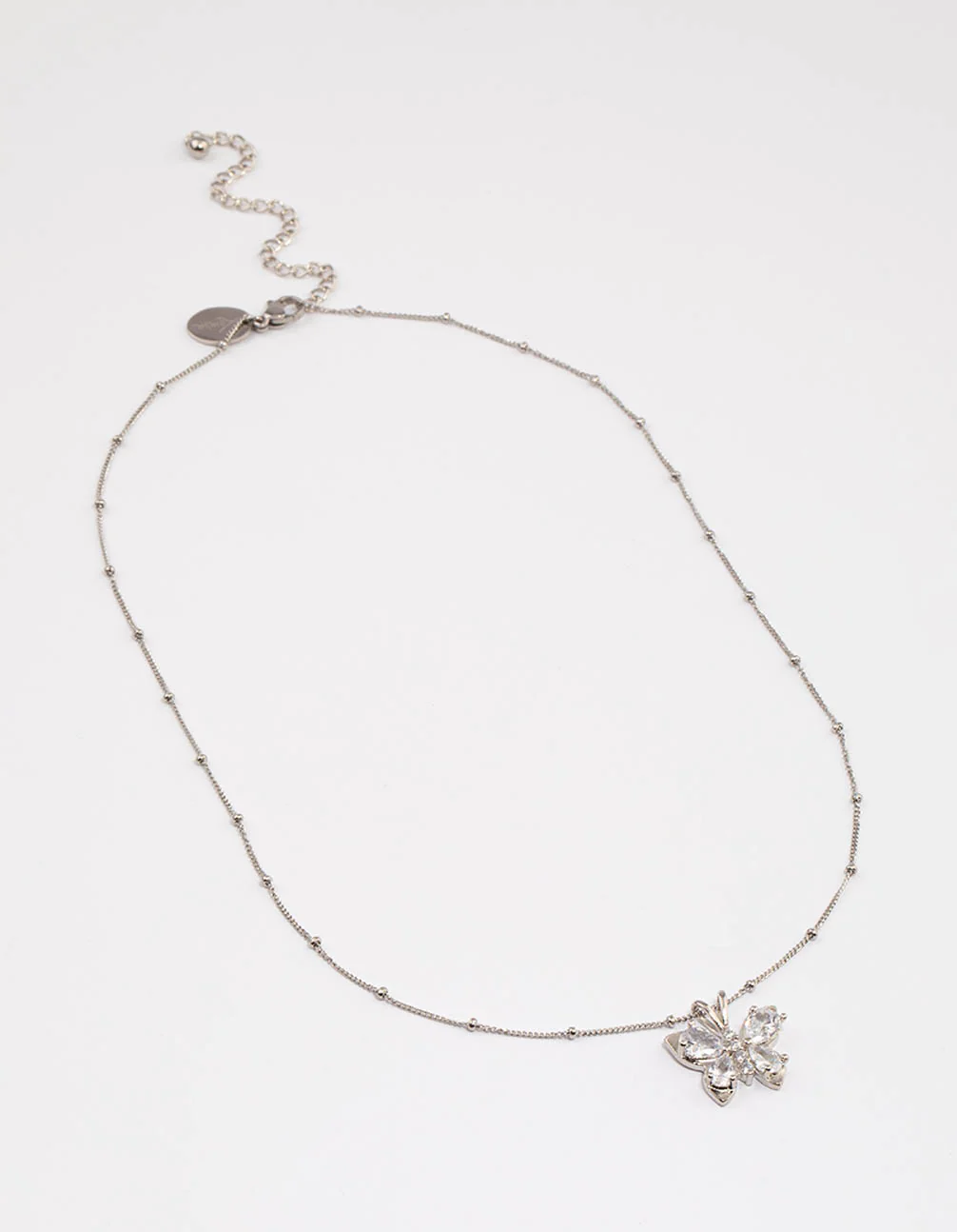 Waterproof Stainless Steel Cubic Zirconia Butterfly Necklace - Image 2