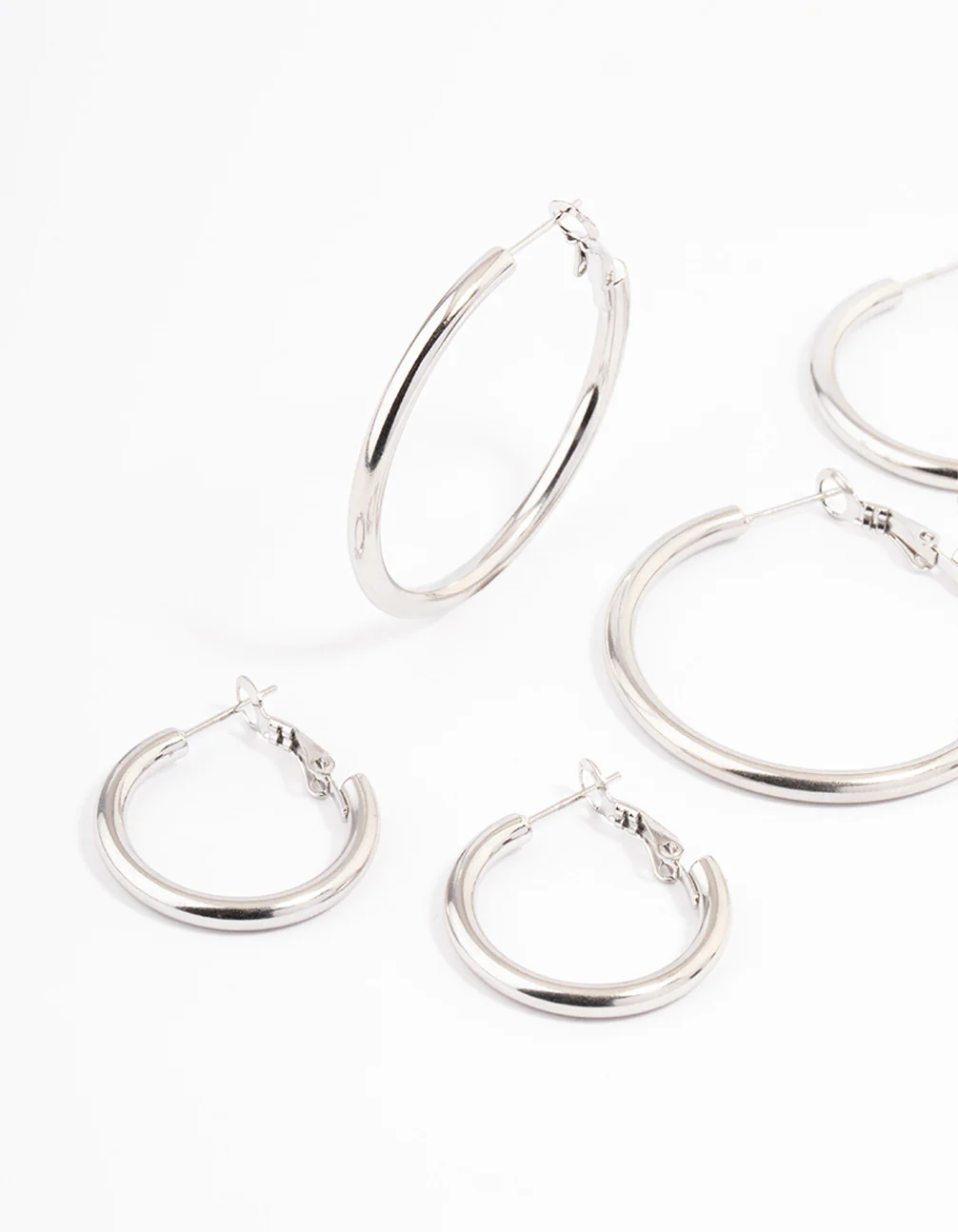 Waterproof Stainless Steel Large Basic Hoop Earrings Pack - Image 4