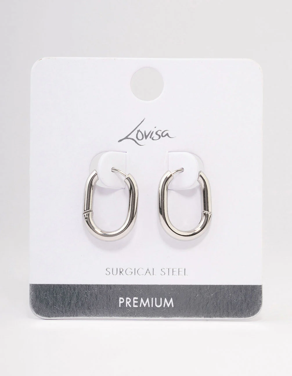 Waterproof Stainless Steel Plain Oval Huggie Hoop Earrings - Image 5