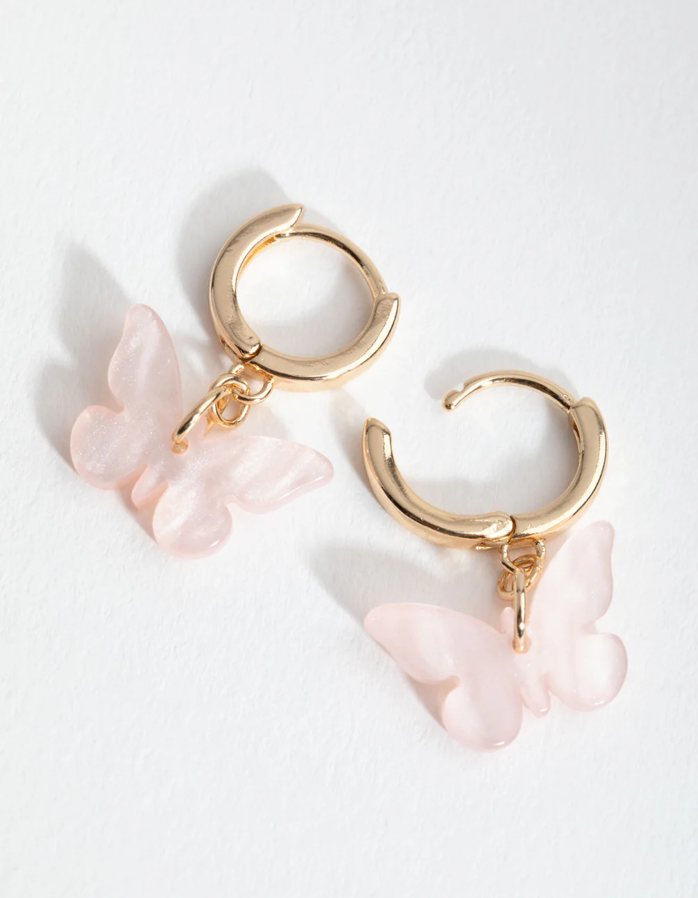 Gold Blush Acrylic Butterfly Huggie Earrings - Image 2