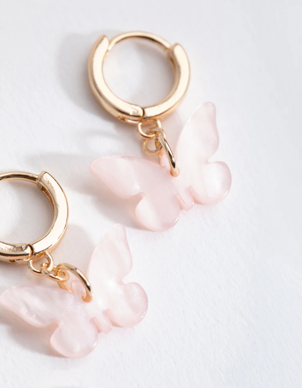 Gold Blush Acrylic Butterfly Huggie Earrings - Image 3