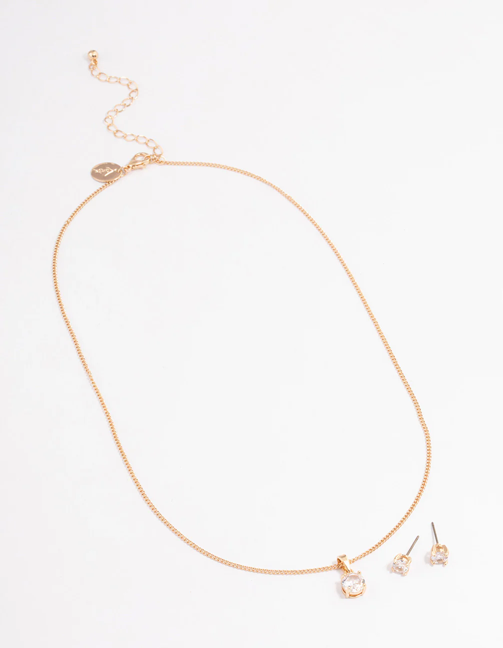 Gold Cubic Zirconia Classic Necklace Earrings Set - Image 2