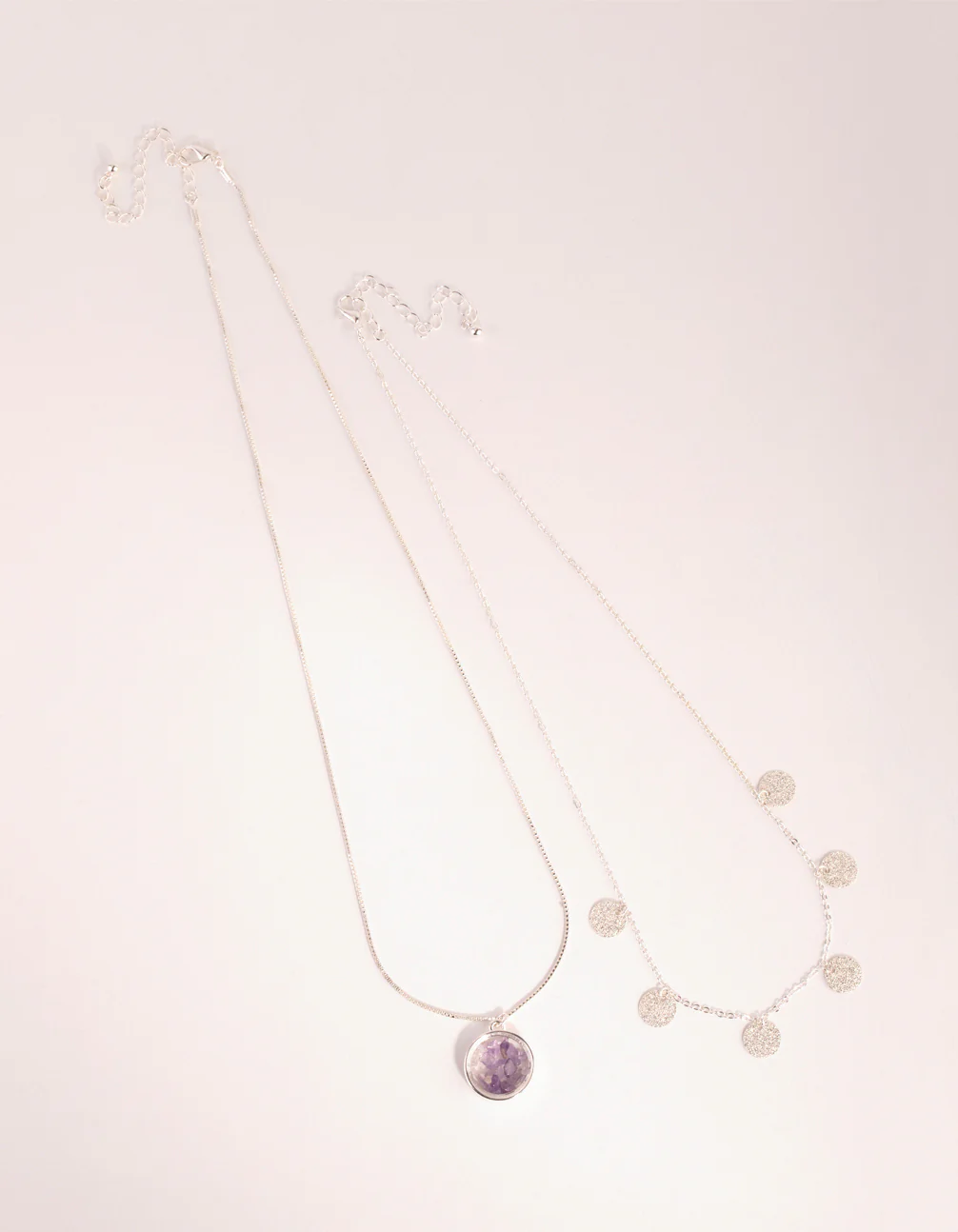 Silver Amethyst Shaker Necklace - Image 2