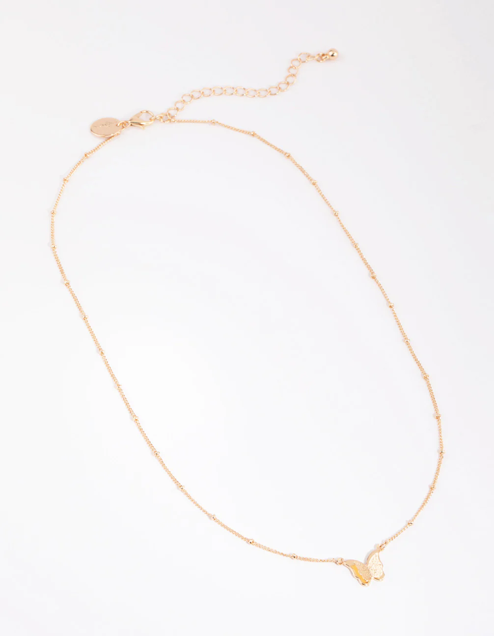 Gold Ball & Chain Butterfly Necklace - Image 2