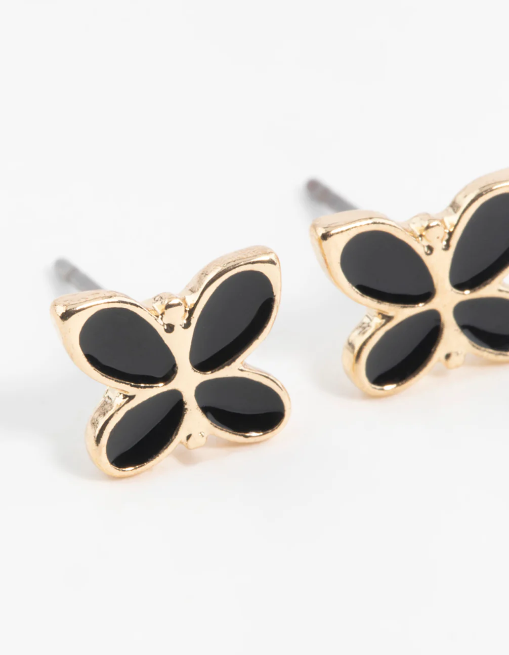 Black Butterfly Enamel Stud Earrings - Image 2