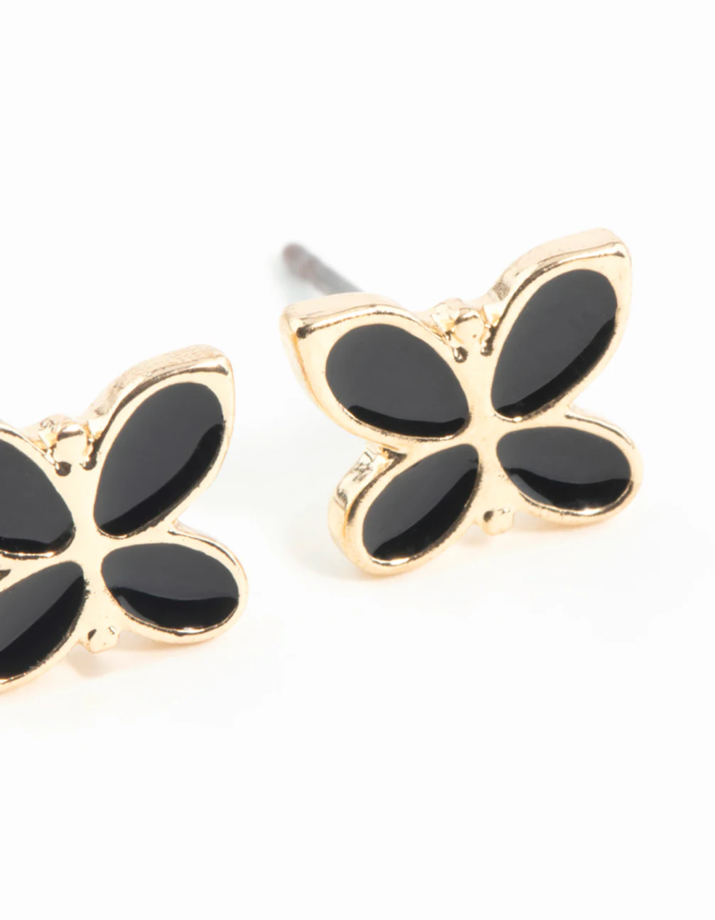 Black Butterfly Enamel Stud Earrings - Image 3