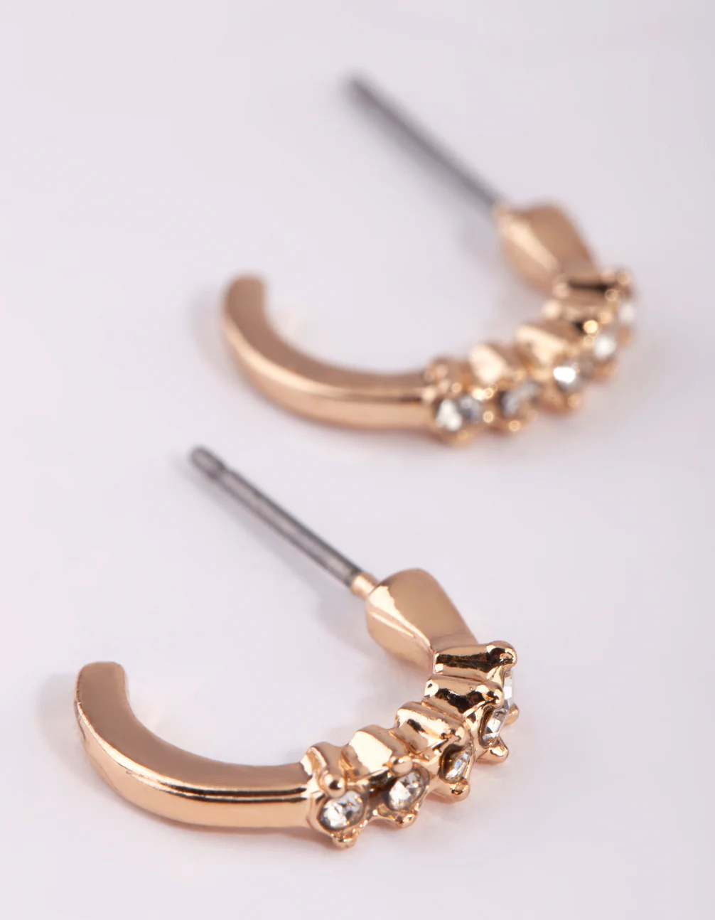 Gold Micro Diamante Hoop Earrings - Image 2