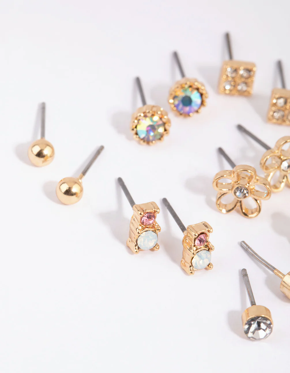 Gold Flower & Diamante Stud Earring Pack - Image 3