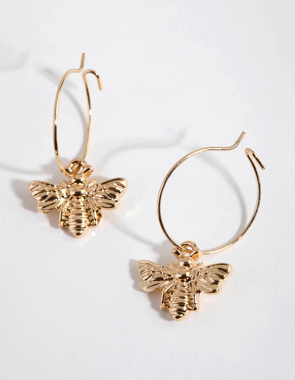 Gold Bee Pendant Huggie Hoop Earrings - Image 4