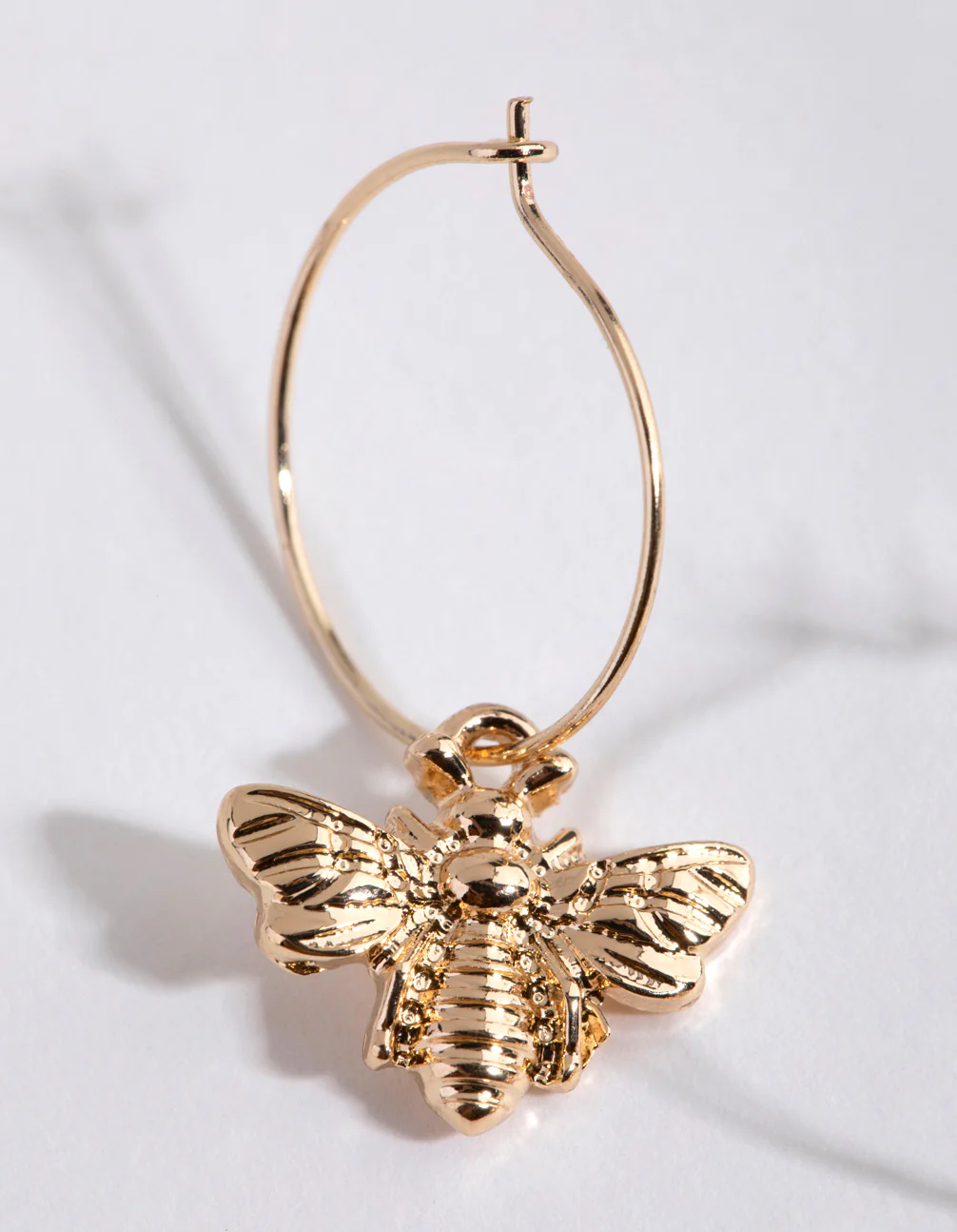 Gold Bee Pendant Huggie Hoop Earrings - Image 5