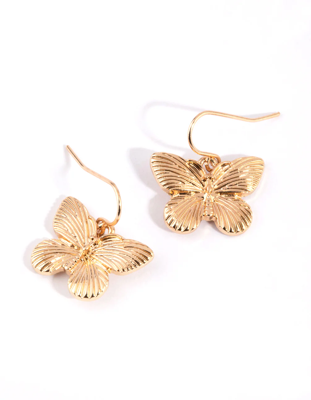Gold Butterfly Drop Earrings - Image 2