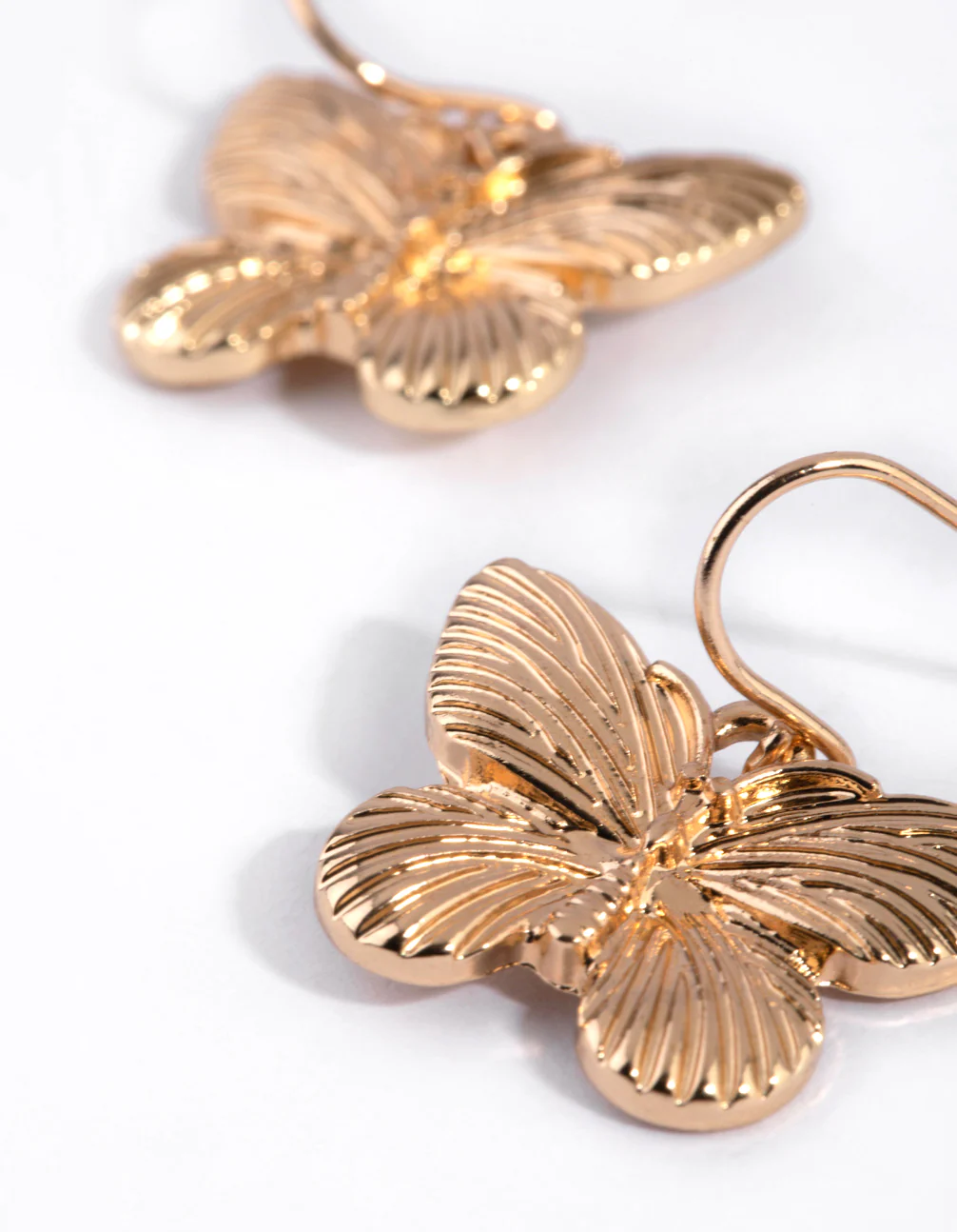 Gold Butterfly Drop Earrings - Image 3