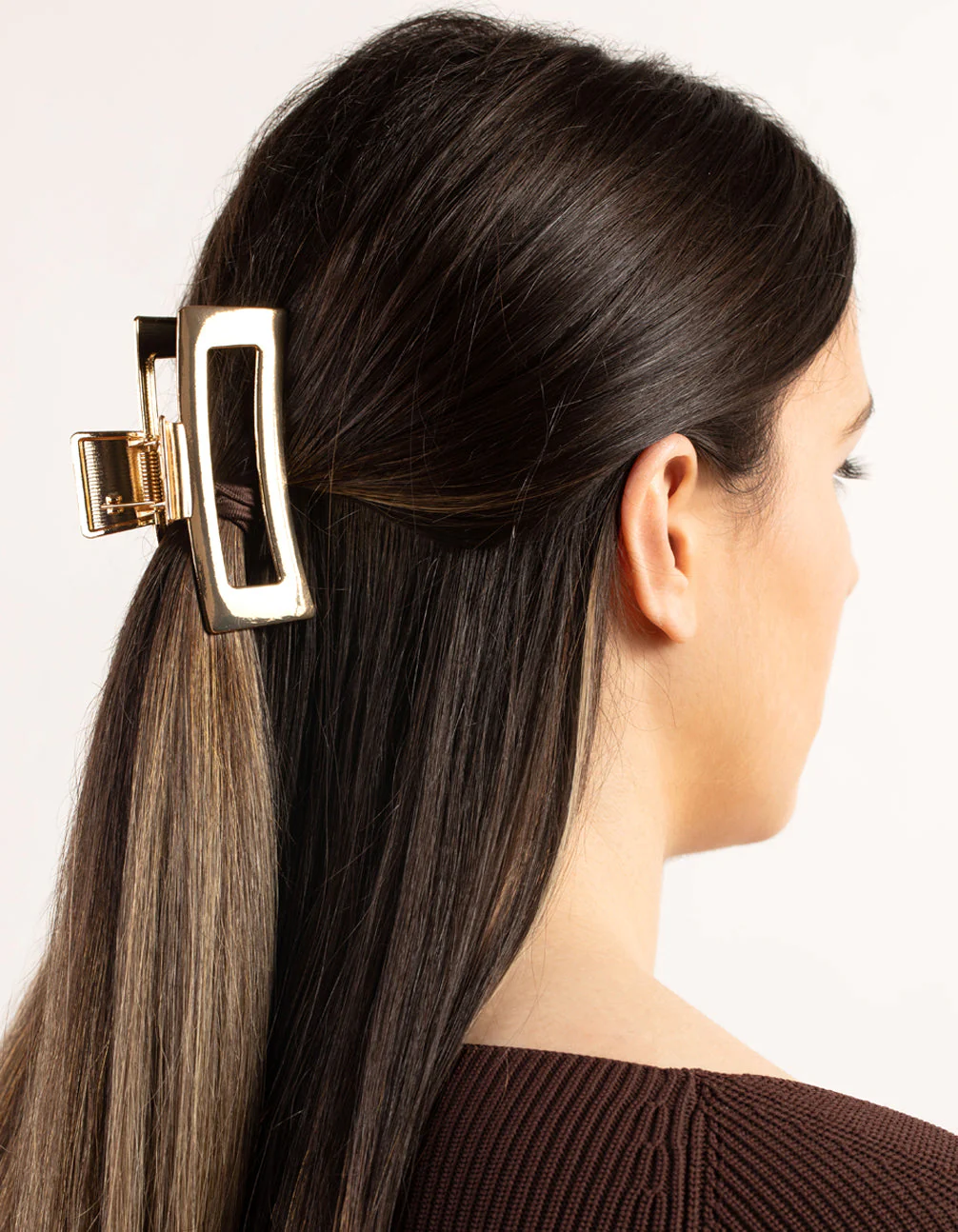 Gold Metal Rectangle Claw Clip - Image 2