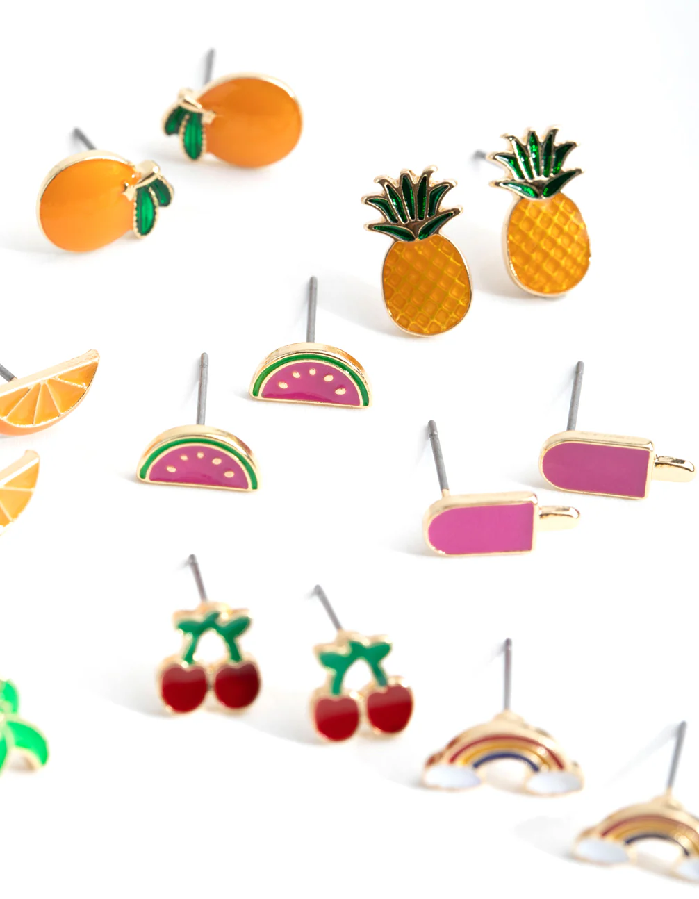 Gold Summer Fruit Enamel 8-Pack Earring - Image 2