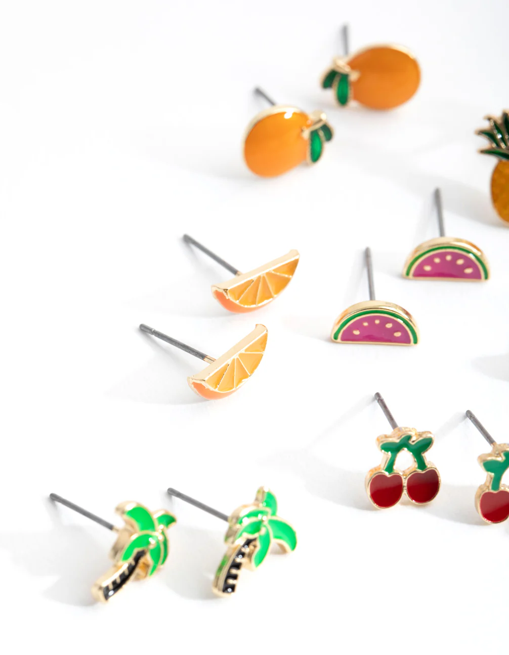 Gold Summer Fruit Enamel 8-Pack Earring - Image 3