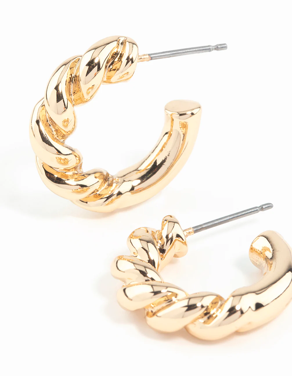 Gold Rope Twist Huggie Earrings - Image 2