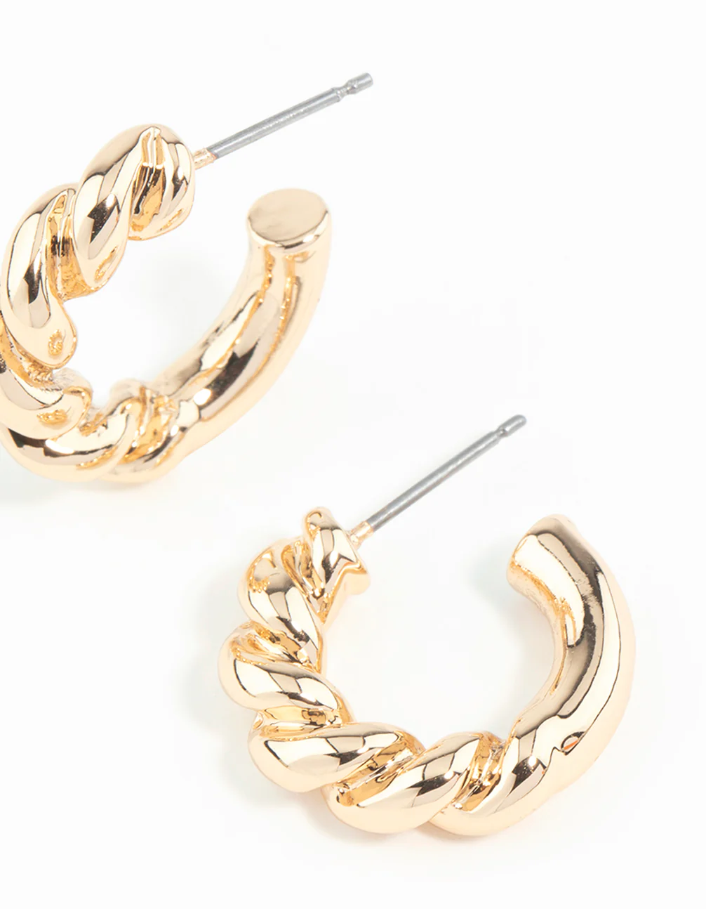 Gold Rope Twist Huggie Earrings - Image 3