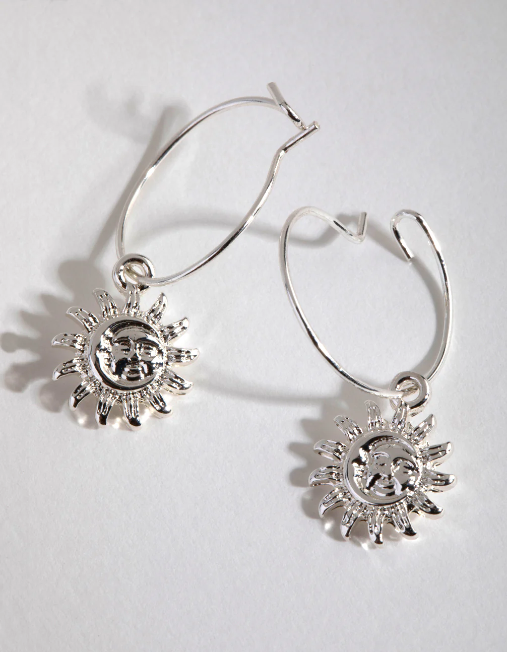 Silver Simple Sun Hoop Earrings - Image 2