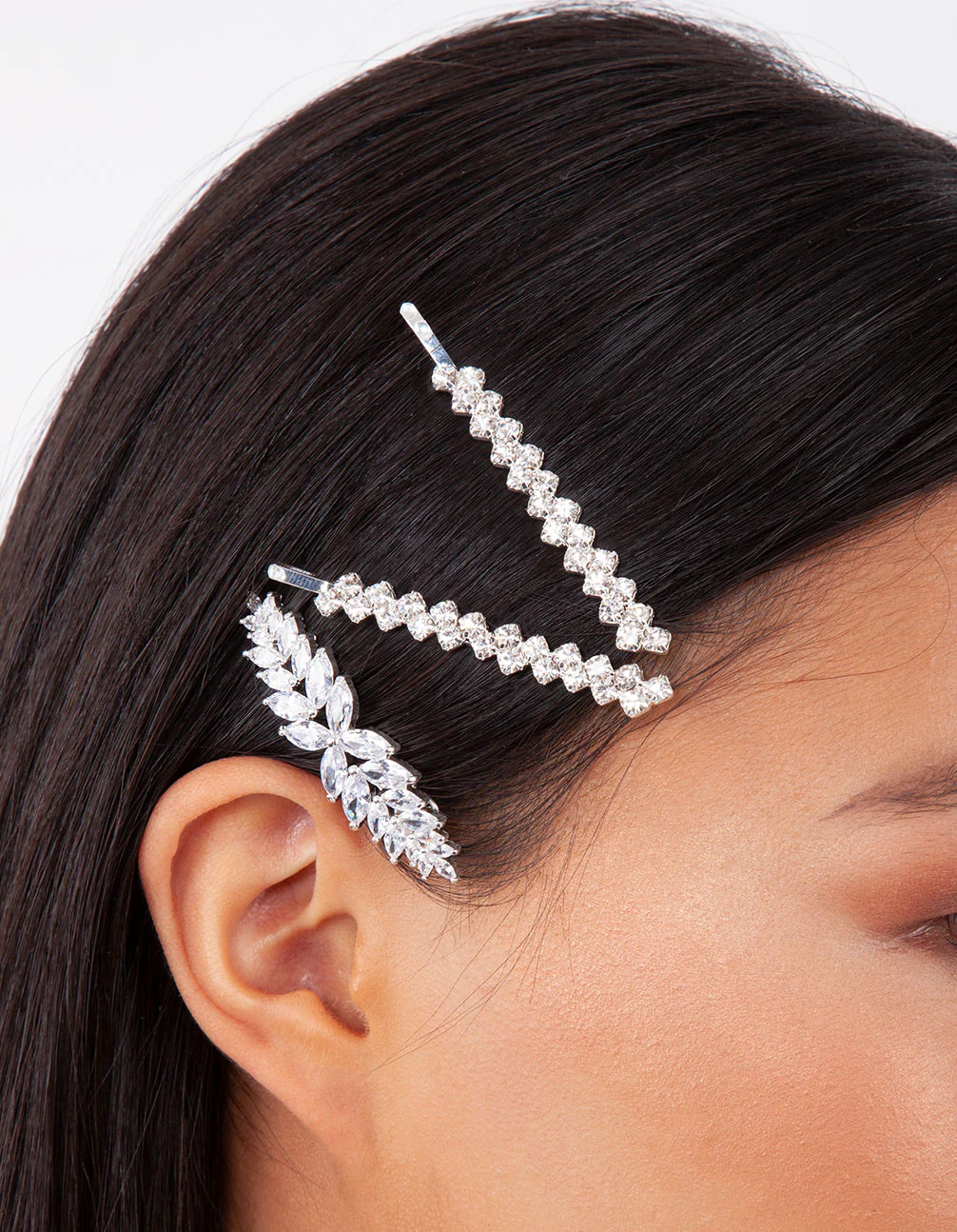 Diamante Zig Zag Pins 4-Pack In Silver - Image 4