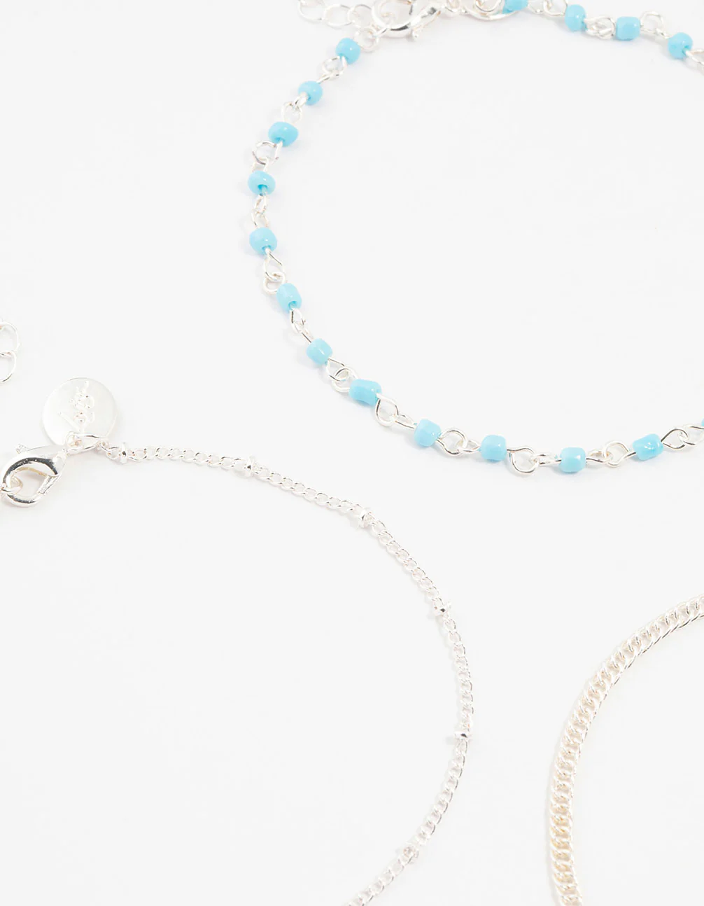 Silver Ball & Chain & Beaded Anklets 3-Pack - Image 2