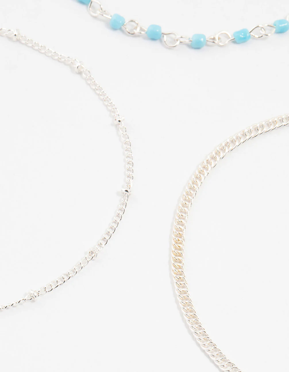Silver Ball & Chain & Beaded Anklets 3-Pack - Image 3