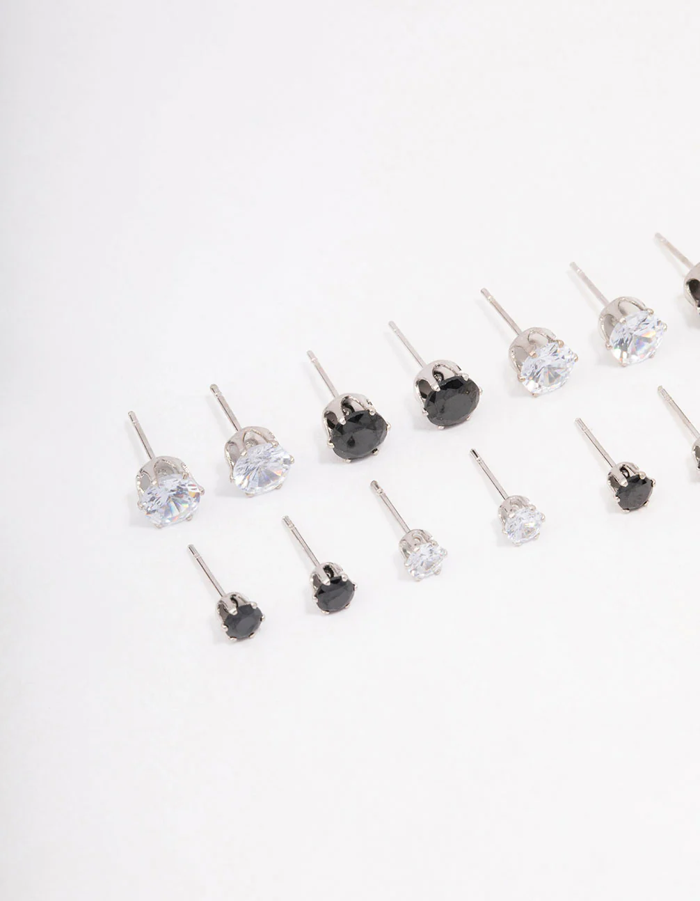 Silver Basic Diamante Stud Earring 8-Pack - Image 2