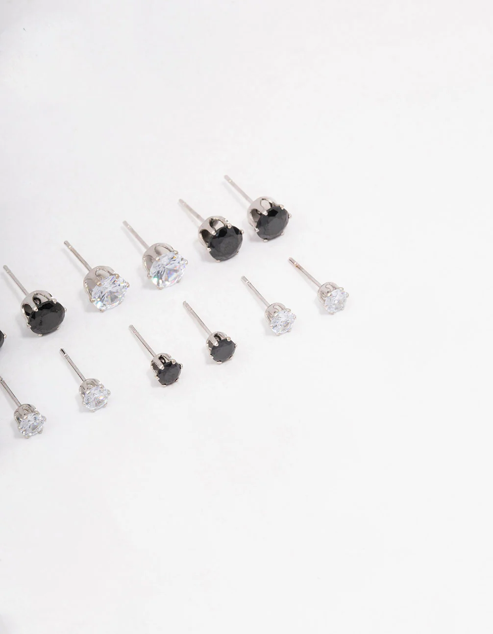 Silver Basic Diamante Stud Earring 8-Pack - Image 3