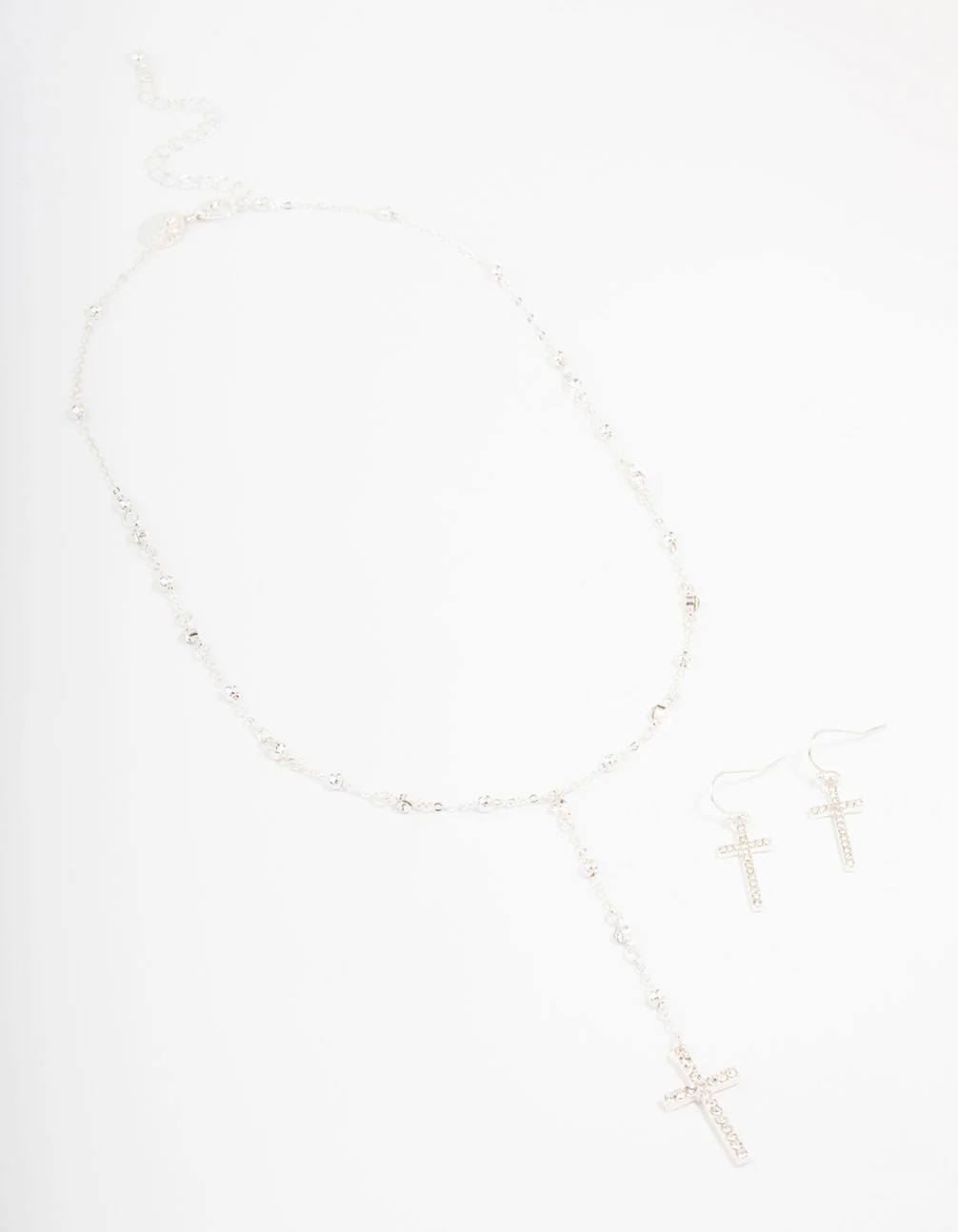 Silver Beaded Cross Jewellery Set - Image 2
