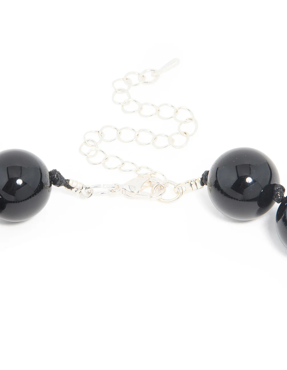 Silver Black Beaded Necklace - Image 3