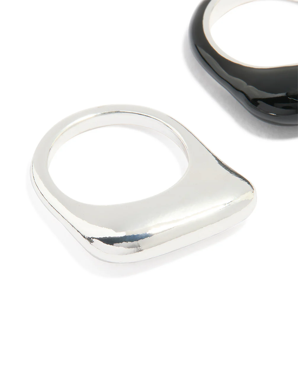 Silver & Black Rectangle Bar Rings 2-Pack - Image 2