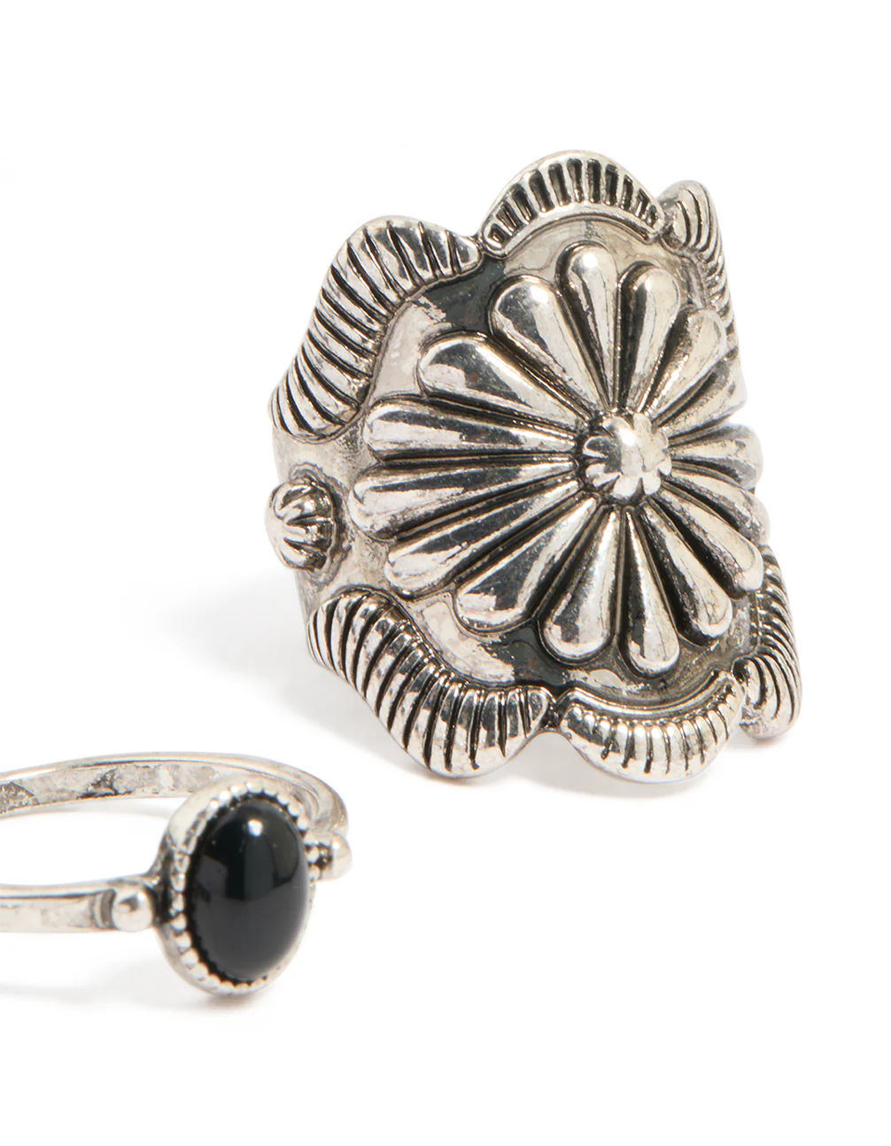 Silver & Black Stretch Rings 4-Pack - Image 3