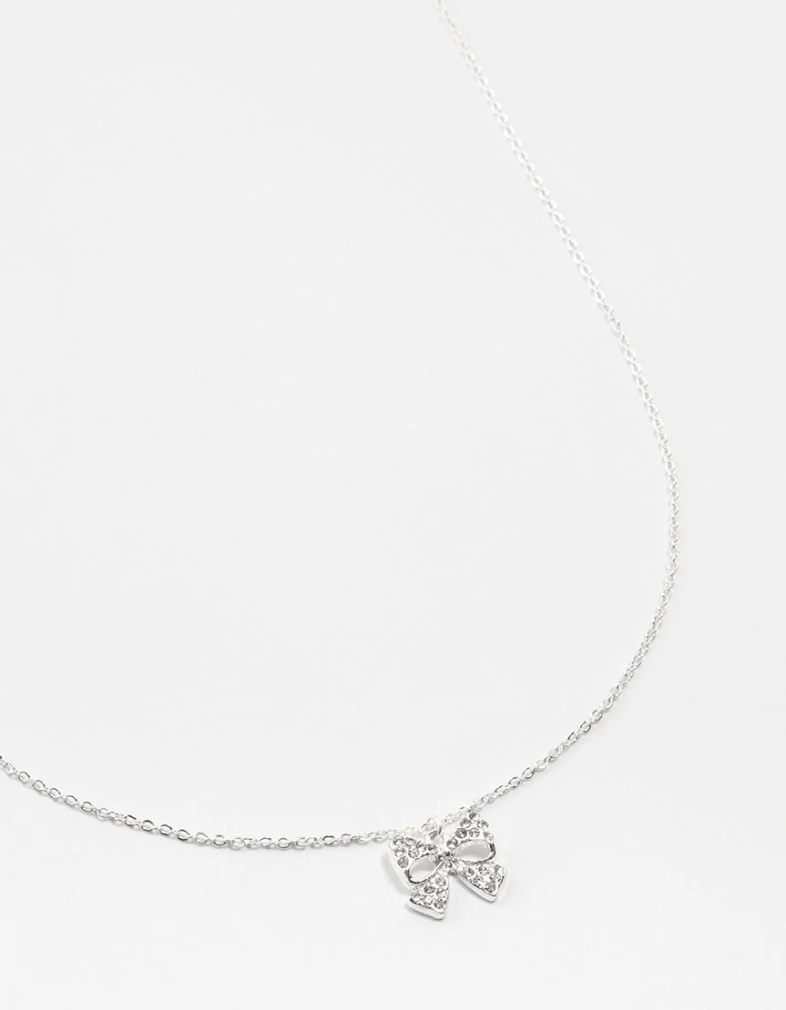 Silver Bling Bow Neckalce - Image 3