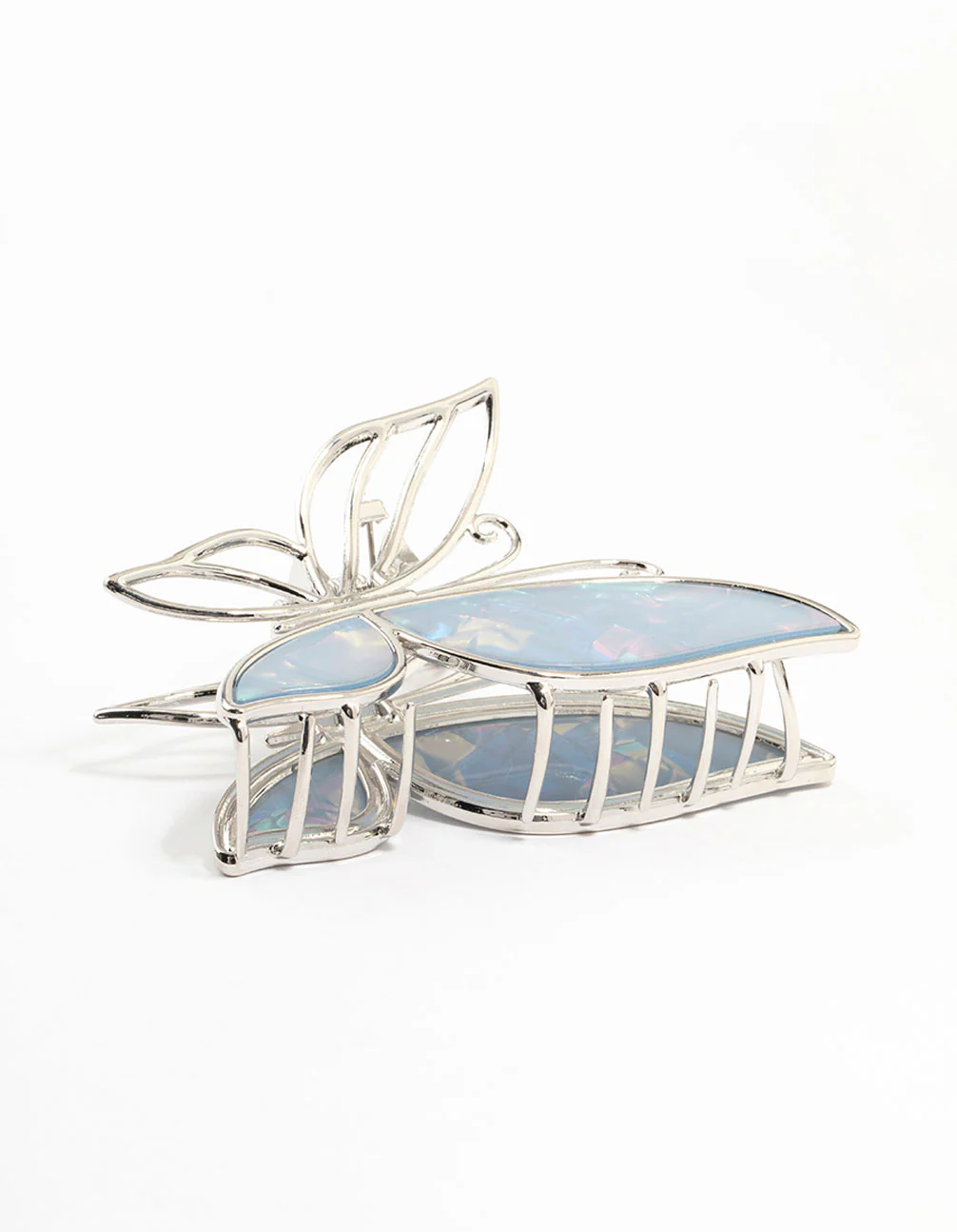 Silver Blue Butterfly Acrylic Claw Clip - Image 2