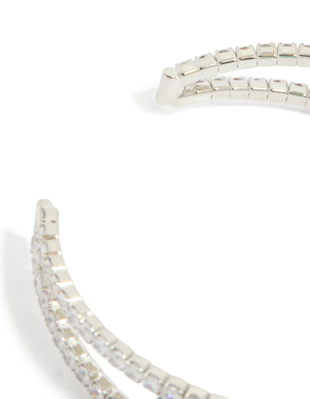 Silver Blue Cubic Zirconia Statement Oval Wrist Cuff - Image 5