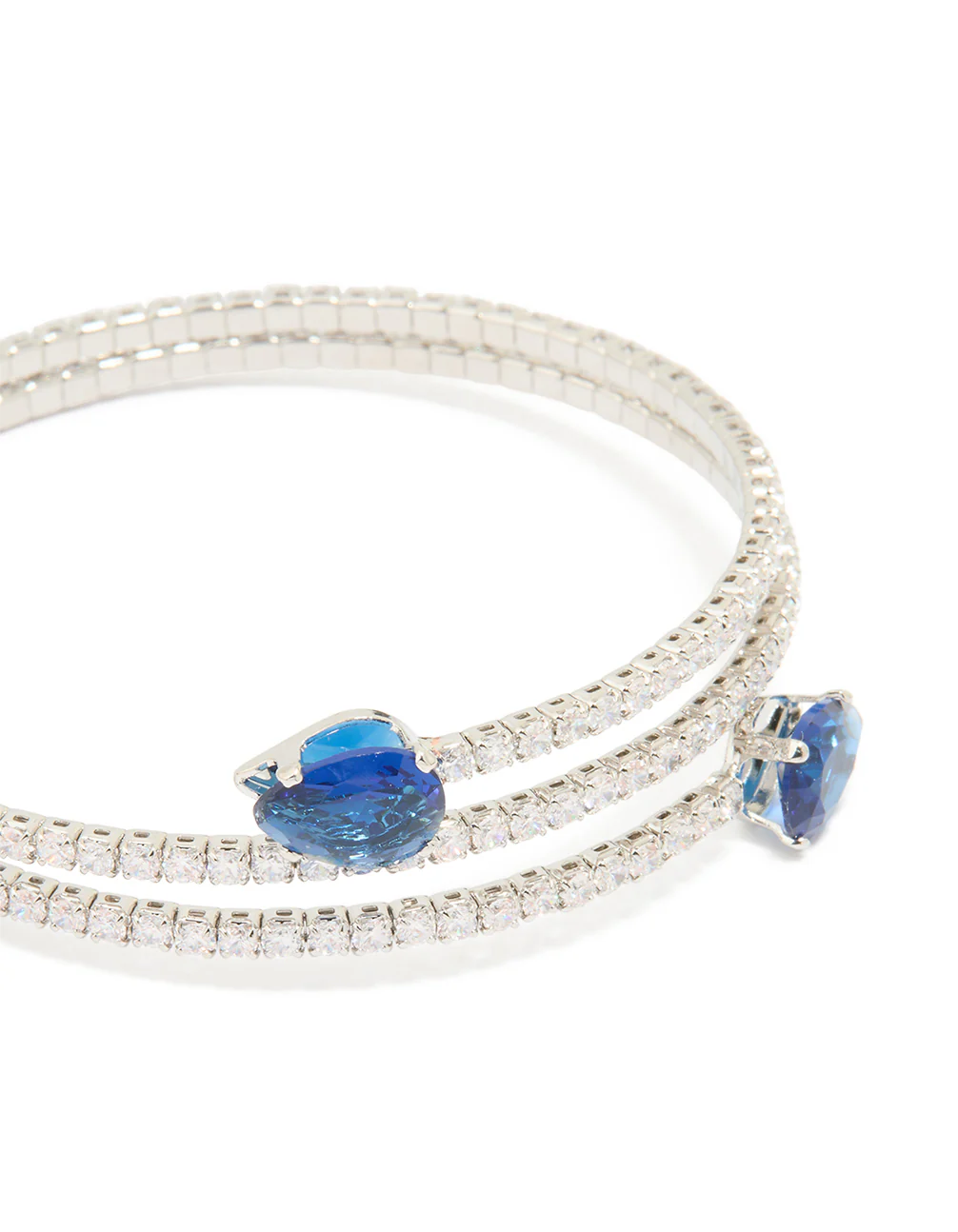 Silver Blue Cubic Zirconia Wrap Wrist Cuff - Image 2