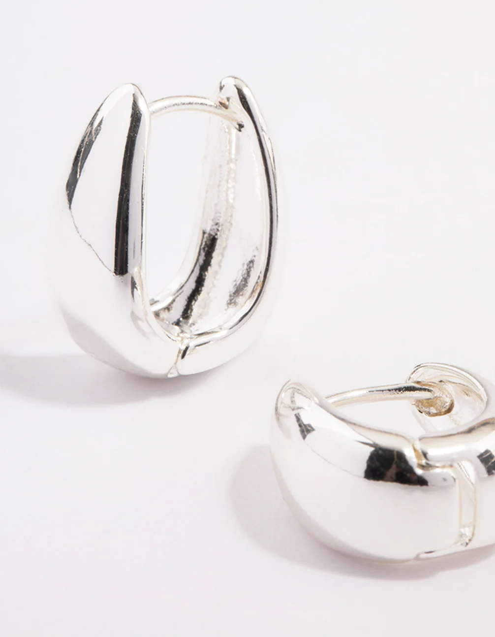 Silver Plated Bold Taper Hoop Earrings - Image 2