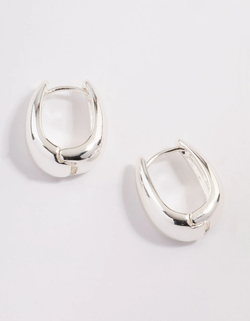 Silver Plated Bold Taper Hoop Earrings - Image 3