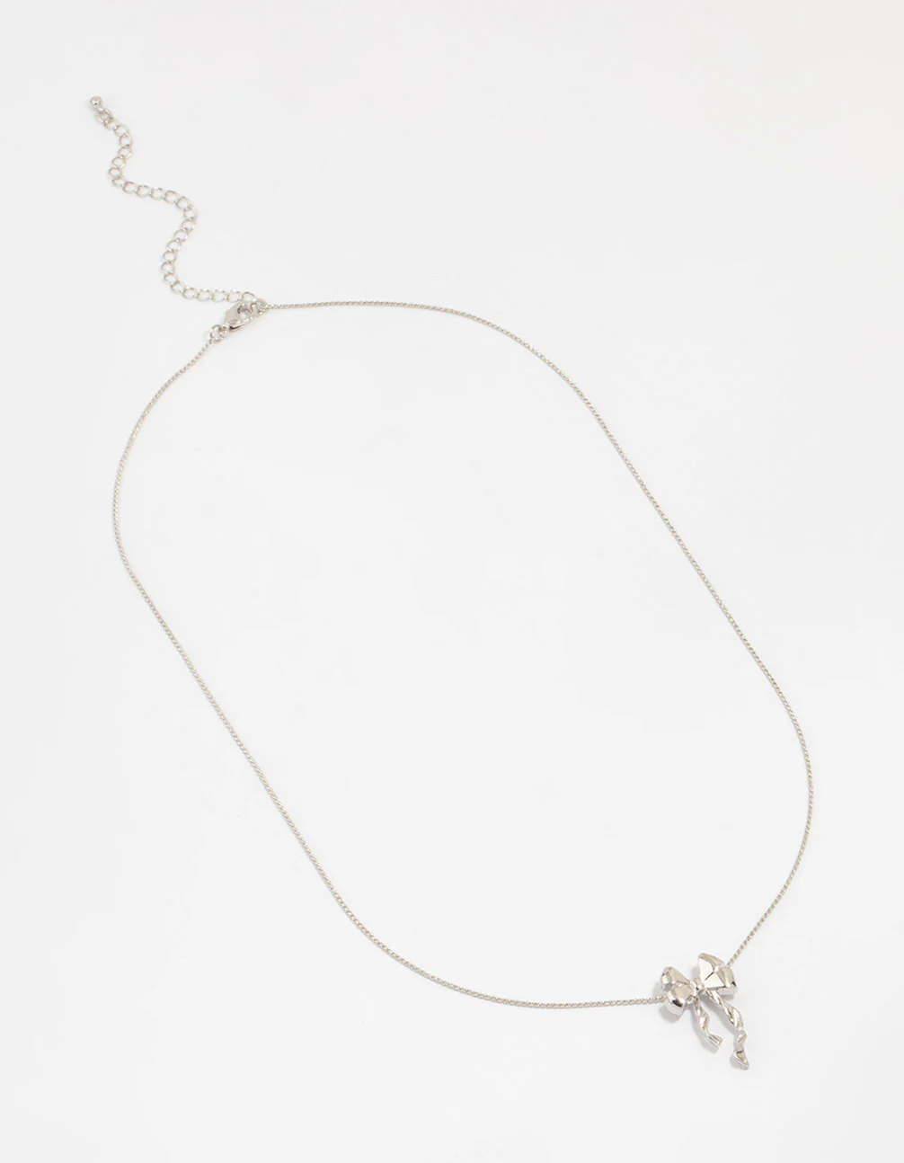 Silver Bow Twirl Pendant Necklace - Image 4