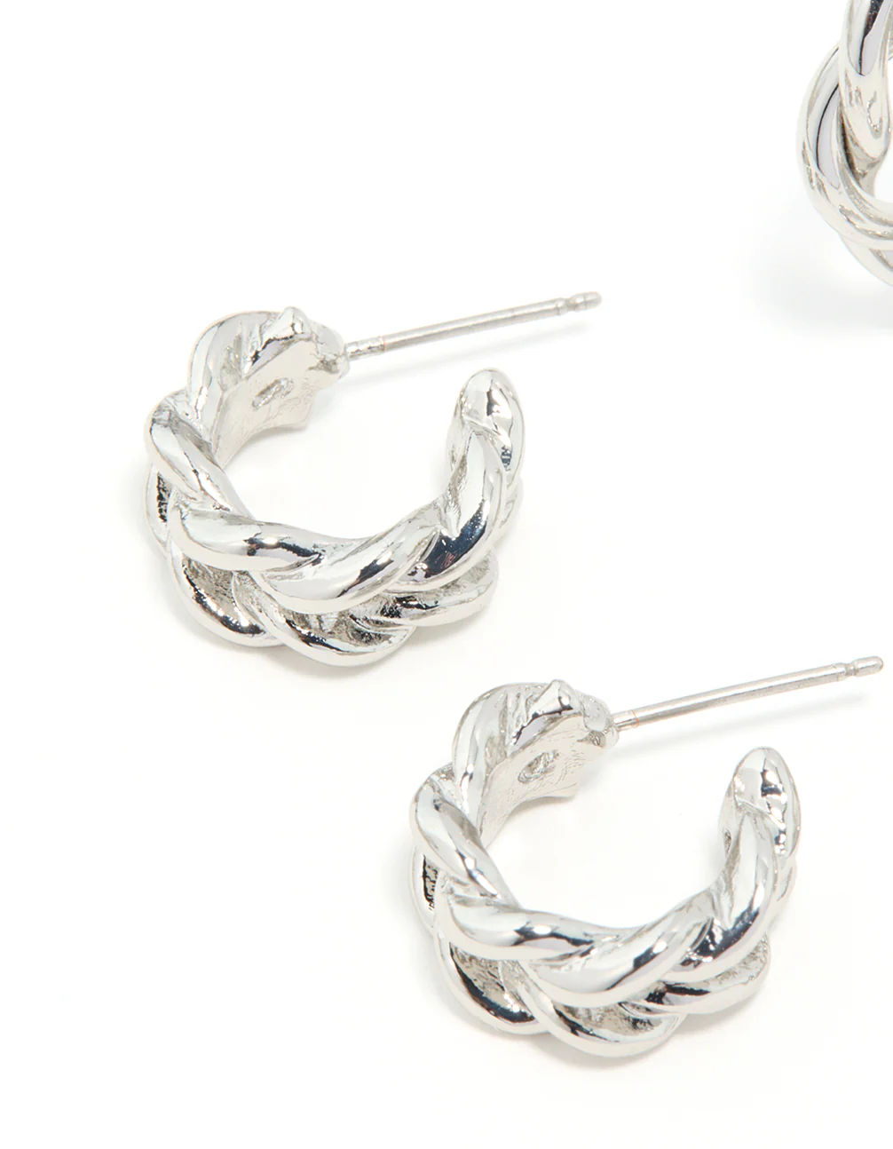 Silver Braided Hoop Earrings 3-Pack - Image 4