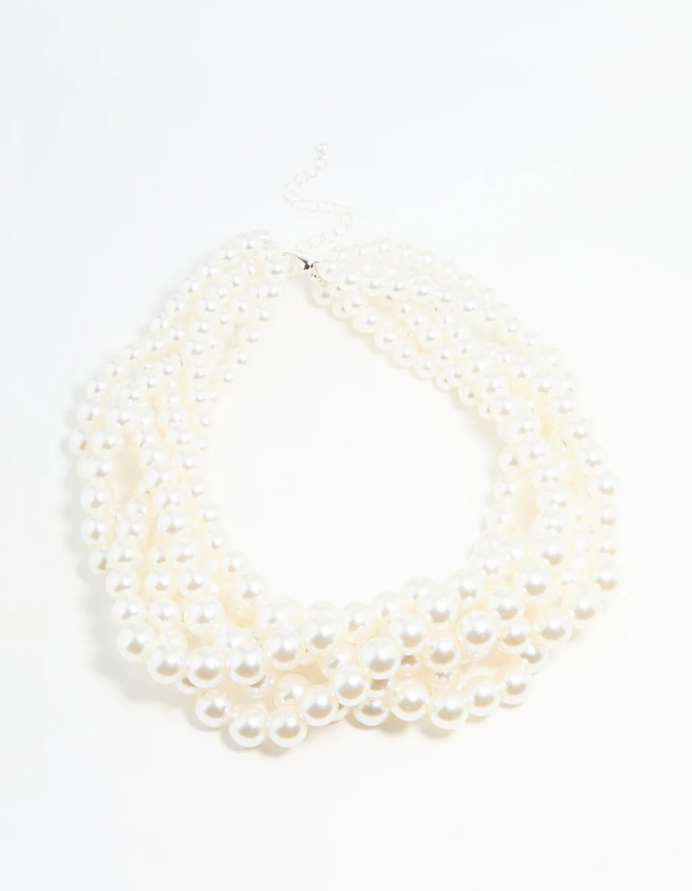 Silver Braided Pearl Layered Necklace - Image 2