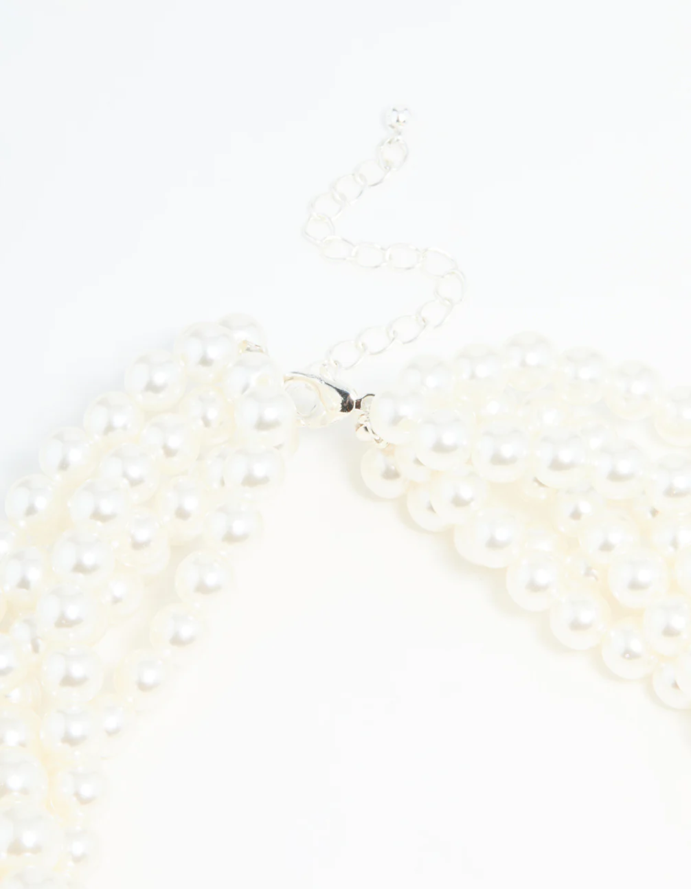 Silver Braided Pearl Layered Necklace - Image 3