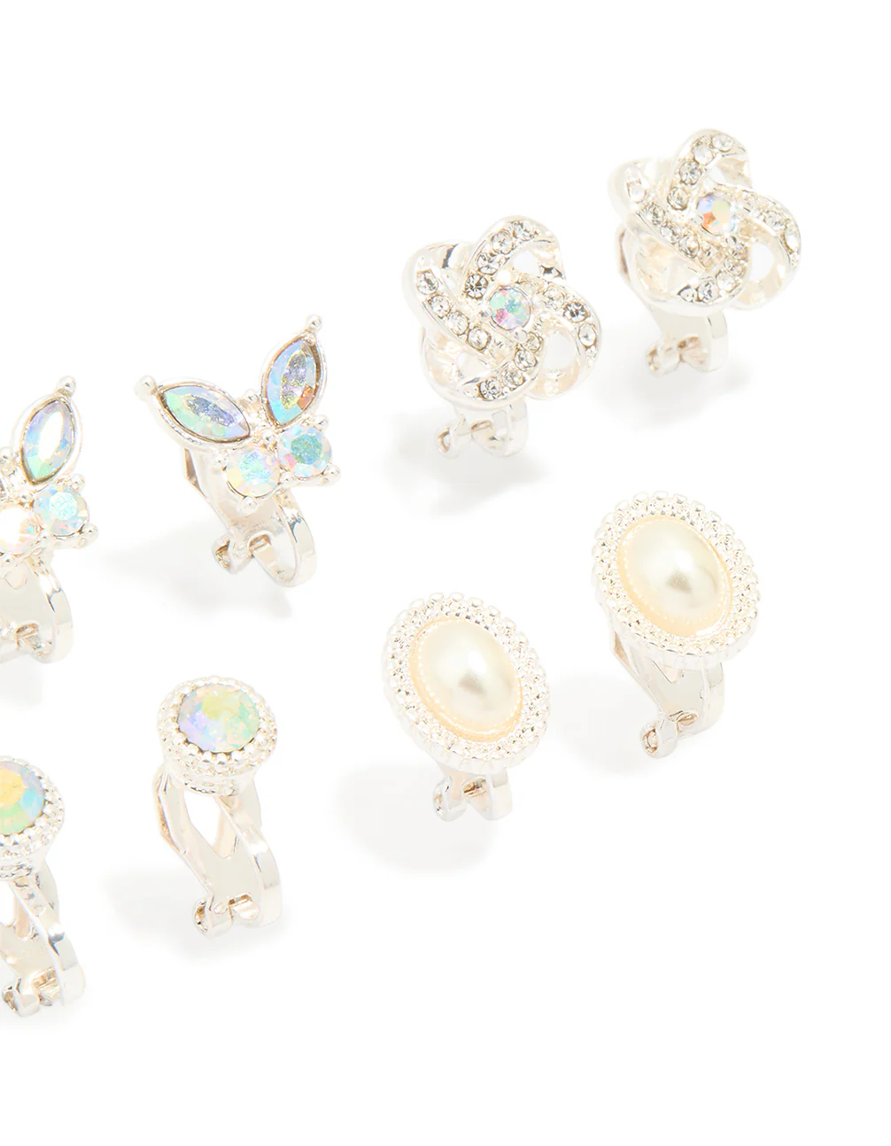 Silver Butterfly Clip-On Earrings 5-Pack - Image 2