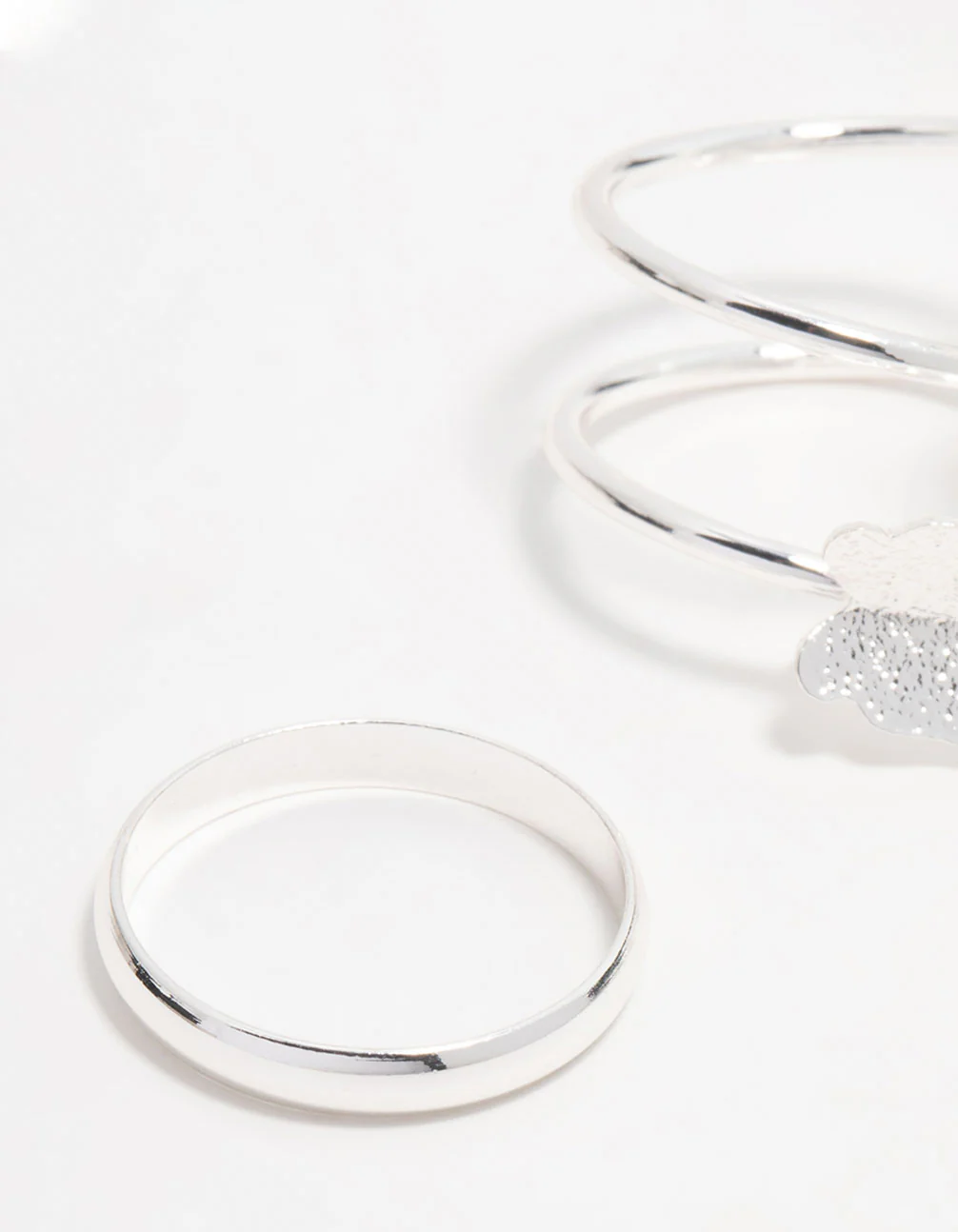 Silver Butterfly & Smooth Stacking Rings 3-Pack - Image 2