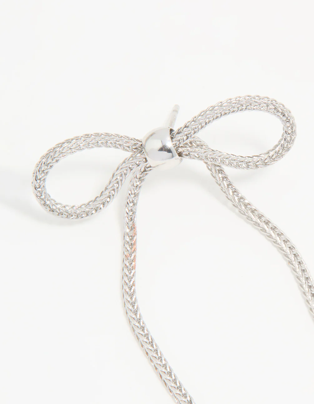 Silver Chain Bow Earrings - Image 4