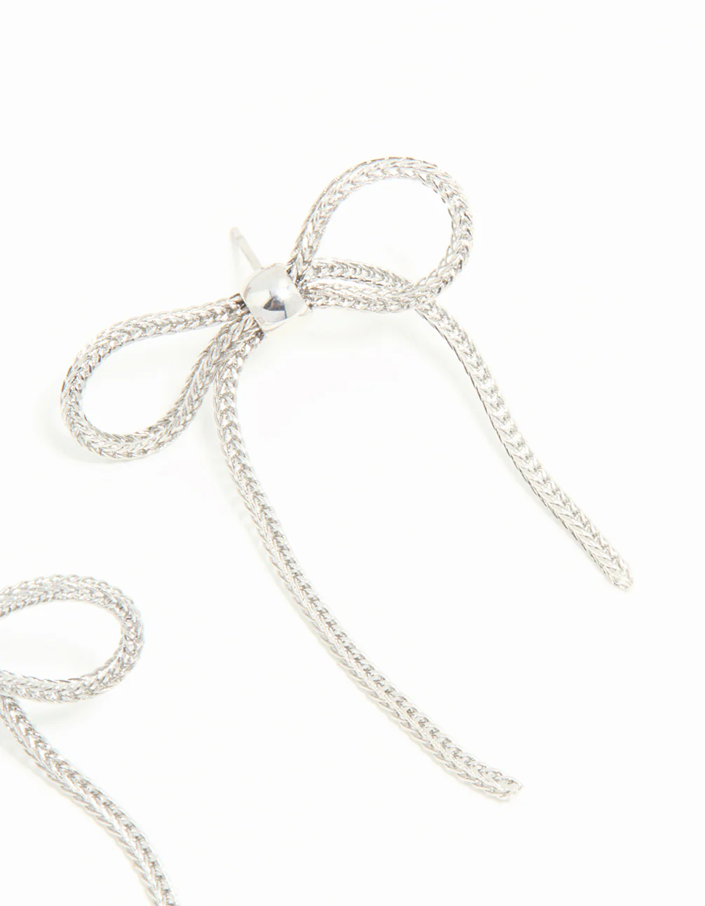 Silver Chain Bow Earrings - Image 5