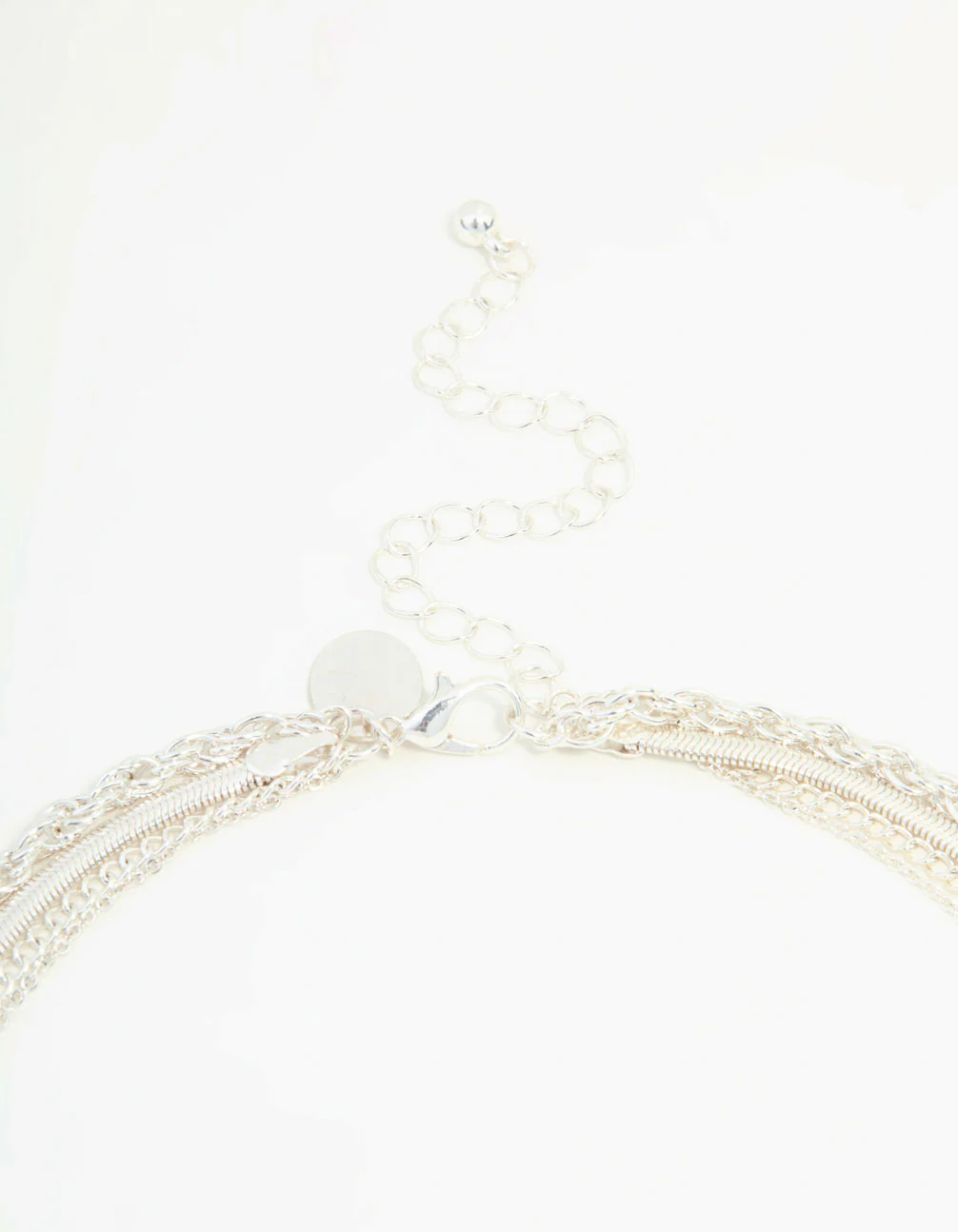 Silver Chain & Diamante Layered Necklace - Image 3