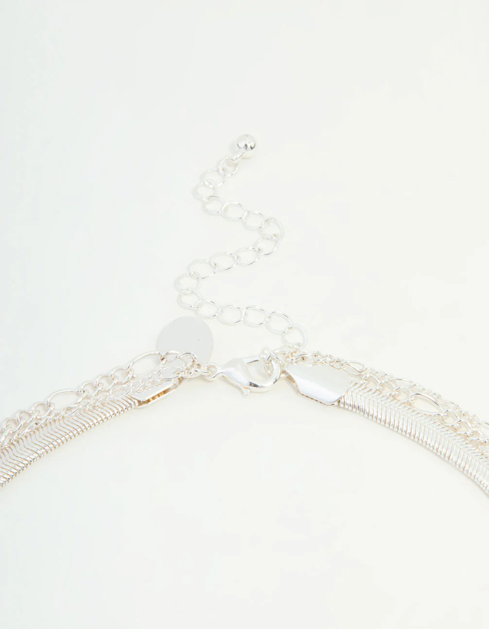 Silver Chain & Figaro Heart Locket Layered Necklace - Image 3