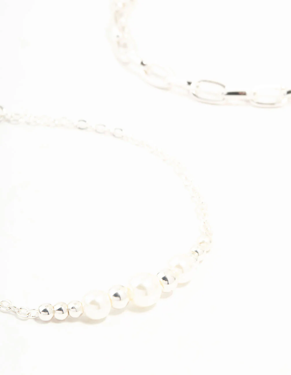 Silver Chain Link & Pearl Bracelets 2-Pack - Image 2