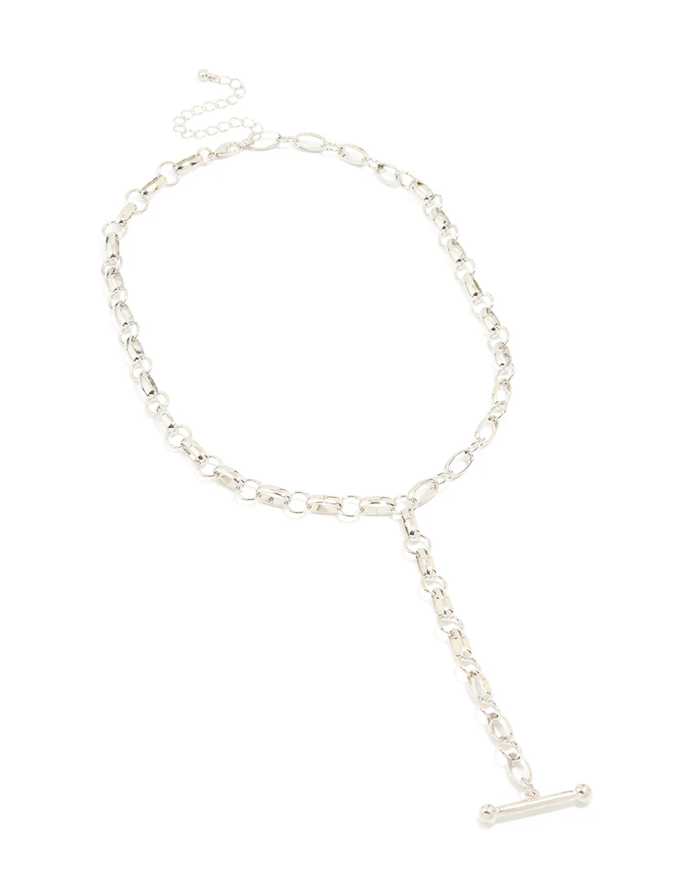 Silver Chain T-Bar Y-Necklace - Image 2
