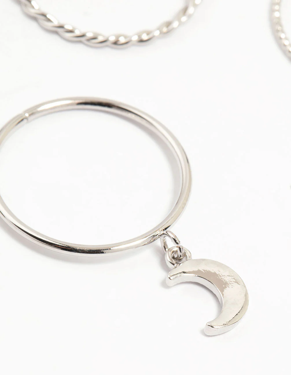 Silver Charm & Twisted Stacking Rings 10-Pack - Image 3